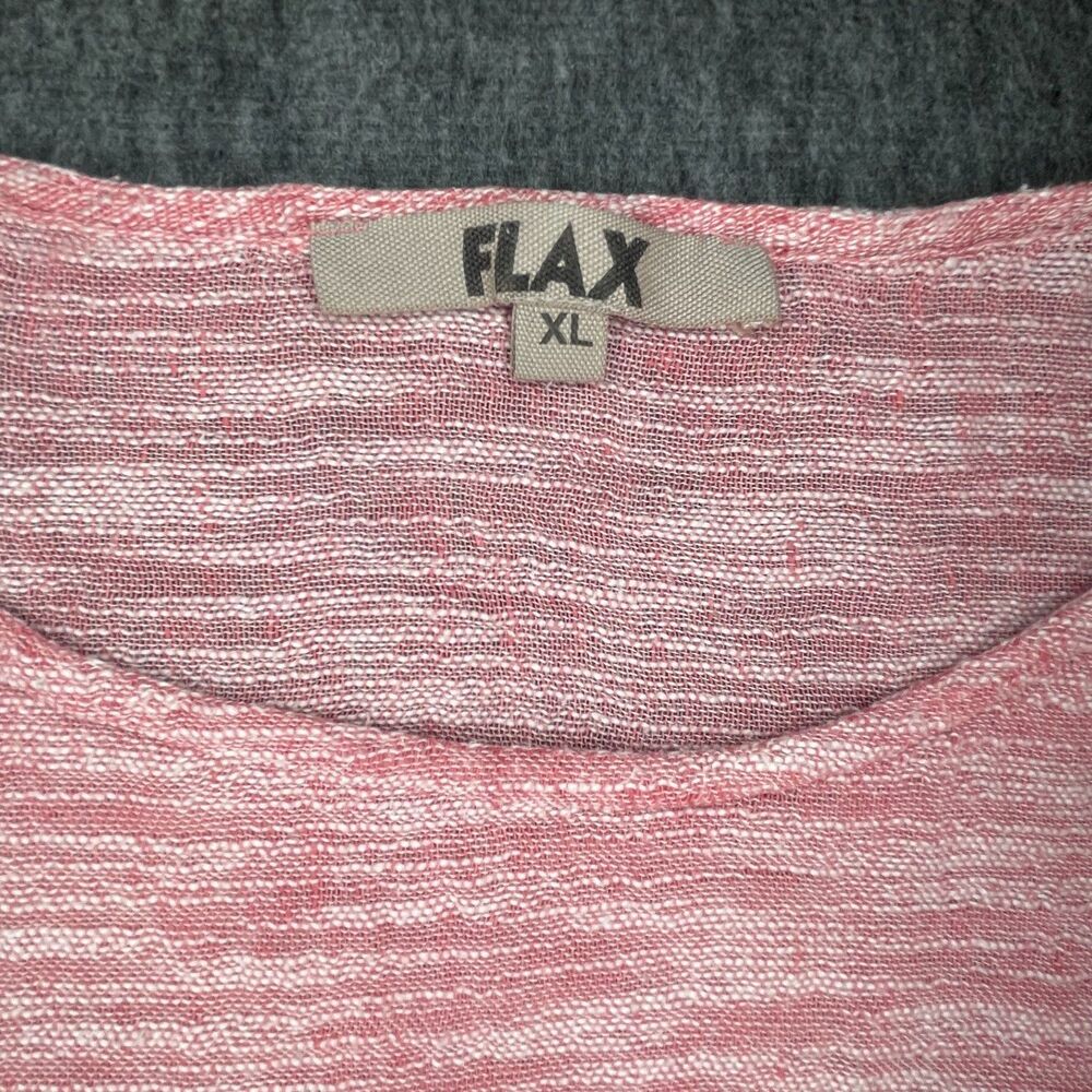 FLAX XL Red Marled Linen Top Boxy Oversized Lagenlook Boho Coastal Long Sleeve - Picture 5 of 10